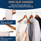 Amber Home 6 Pack Vintage Wide Shoulder Wooden Suit Hangers - Image 5