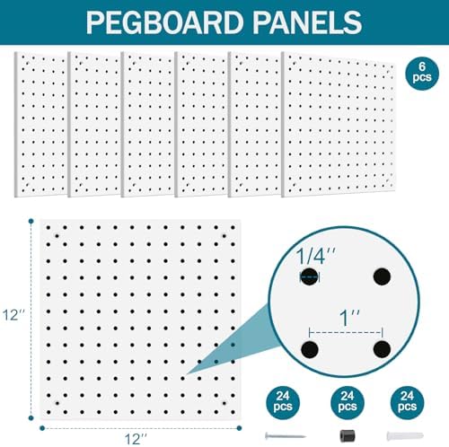 Peg Board Kit, Includes Pegboard and Accessories,with Hooks and Bins,Peg Board Wall Organizer for Office,Ornaments Display,Crafts Organization (129, White) - Image 2