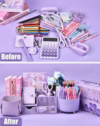 LXEVIHK Purple Desk Accessories 21-Piece Office Supplies Gift Set for Women - Image 3
