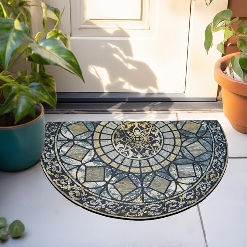 CHICHIC Entrance Door Mat Large 24 x 36 Inch Entry Way Doormat Front Door Rugs Outdoors Heavy Duty Welcome Mat Non Slip Rubber Back Low Profile for Garage, Patio, High Traffic Area, Blue - Image 7