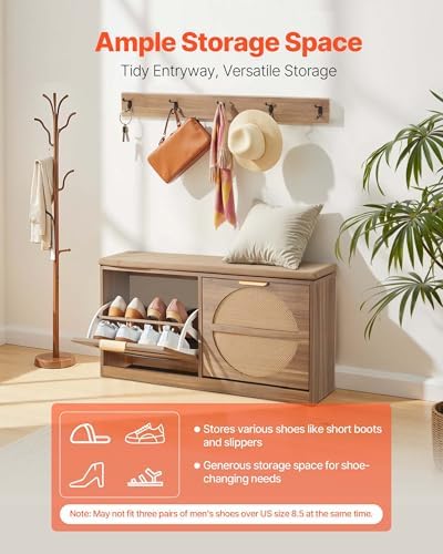 VEVOR Entryway Shoe Storage Bench 38.9" Wide 2-Tier Shoe Bench Rattan - Image 4