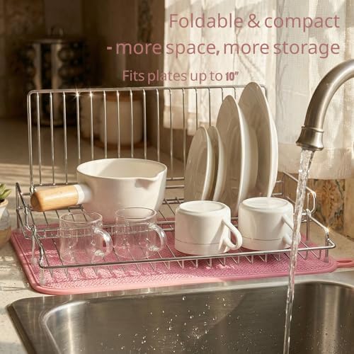 Collapsible Dish Drying Rack, Stainless Steel Dish Rack for Small Kitchens - Image 2