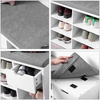 VASAGLE Shoe Bench with Cushion, Storage Bench, 10 Compartments - Image 5