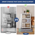 SAILUN 410QT/102Gal Stackable Storage Bins with a Lid, Collapsible Storage Bins with Doors, Folding Cabinet for Home Closet Organization,3 Pack-28 W x 18" D x 47" H White - Image 3