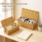 2Pcs Scalloped Edge Cable Management Box, Handmade Rattan Cord Organizer - Image 7
