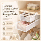 Underwear Organizer for Closet, Under Shelf Pull Out Drawer Organizer, Hanging Double Layer Mesh Basket for Bra Socks Lingerie Storage, Space Saving Wardrobe Organizer for Bedroom (Two-story) - Image 3
