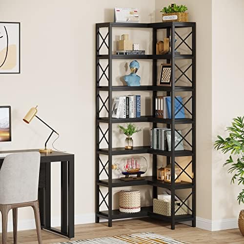 Tribesigns 7-Shelf Corner Bookshelf,Large Modern Corner Bookcase, 7-Tier Tall Corner Shelf Storage Display Rack with Metal Frame for Living Room Home Office (Black) - Image 5