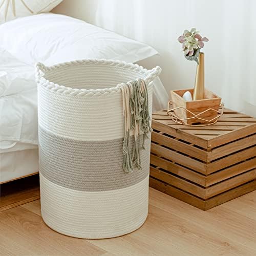 72L Woven Laundry Basket,Tall Wicker Laundry Basket for Blankets,Clothes,Pillows,Toys,Shoes Large Cotton Laundry Hamper for Bedroom,Living Room,Bathroom by Homlikelanfocusonhomestorageanddecorationfordecades