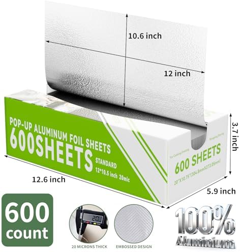 600 Count Pre-Cut Aluminum Foil Sheets, 12" x 10.5" Inch Pre Cut Aluminum Foil sheets for Restaurant Use, Disposable Foil Sheets for Food, Hot Dogs, and Sandwiches - Image 3