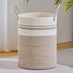 VIPOSCO 100L Extra Large Woven Laundry Basket Hamper, Brown White by VIPOSCO