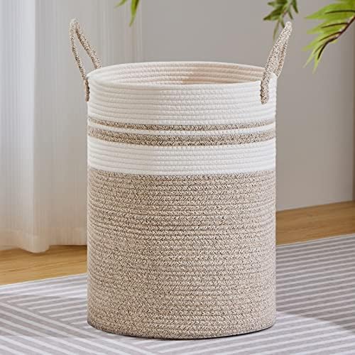 VIPOSCO 100L Extra Large Woven Laundry Basket Hamper, Brown White by VIPOSCO