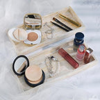 PEMAR Set of 2 Mother of Pearl Bathroom Tray for Counter, 11" Wooden Vanity Tray for Perfume Makeup Kitchen Sink Countertop Organizer, Toilet Tank Tray, Valet Tray (White Tiles) - Image 6
