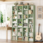 FOTOSOK 2 Pcs 71'' Tall Narrow Bookshelf, 8-Tier Media Tower Rack Set of 2 - Image 2