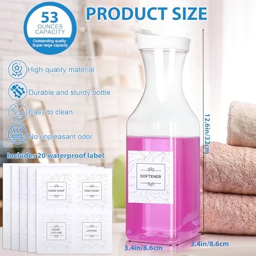 VZZNN 6 Pack Laundry Detergent Dispenser 53 oz Laundry Soap Dispenser with 20 Label Laundry Room Organization for Liquid Powder Bleach Scent Booster Beads - Image 2