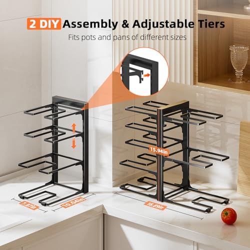 MUDEELA 8-Tier Pots and Pans Organizer under Cabinet, 15.9" H Heavy-duty - Image 4