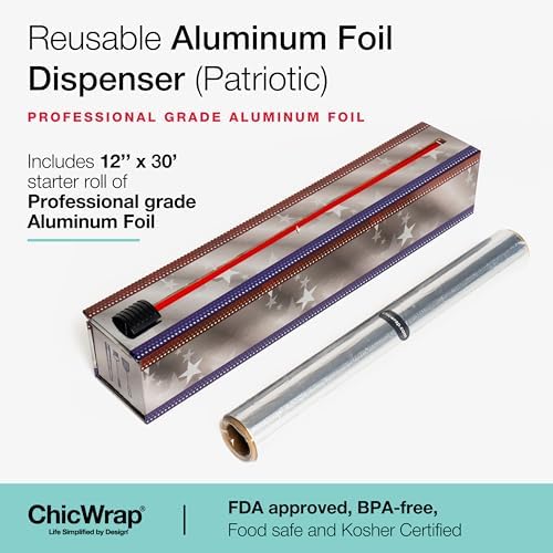 ChicWrap Patriotic Aluminum Foil Dispenser - Includes 12" x 30' Roll - Image 2