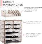 Sorbus Makeup Organizer, 7-Drawer Acrylic 2-Piece Set (Glitter) - Image 4