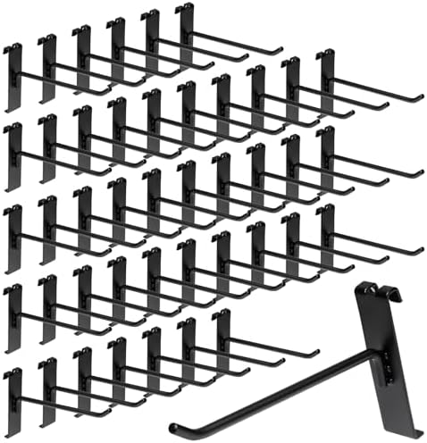 60 Pack Grid Wall Display Hooks, Metal Gridwall Accessories for Retail Stores, Trade Shows, Art and Craft Displays (Black, 6 Inch) by Unknown