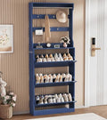 Blue Hidden Shoe Cabinet with 3 Flip Drawers & Coat Rack, Entryway by Boonatu