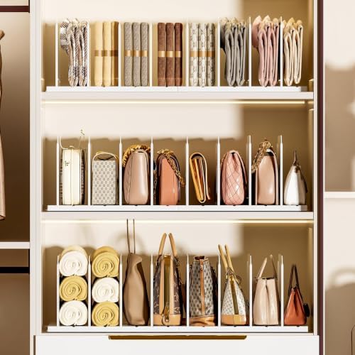 Stackable Purse Organizer for Closet Acrylic Shelf Divider, 6 Pack - Image 5
