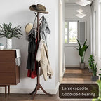 Coat Rack Freestanding, Coat Stands Entryway, Bamboo Coat Rack Hat Hanger 8 Hook for Jacket, Purse, Scarf Rack, Umbrella Tree Stand (Brown) - Image 2