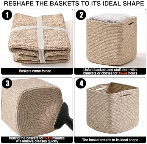 ICERZCZ 13 Inch Cube Closet Storage Bins 13x13x13 in, Mixed Brown Pack of 3 - Image 7