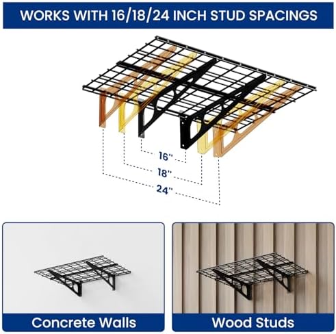 FLEXIMOUNTS 2-Pack Garage Shelving with Hooks, 2x6ft Storage Shelves, Black - Image 4