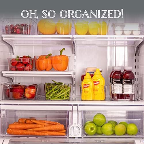 Oizeir Refrigerator Organizer Bins - Clear Plastic, Stackable, Narrow and Wide Bin Sizes, Egg Tray with Lid. Great Storage for Fridge, Cabinets, Countertops and Pantry. (Set of 12) - Image 4