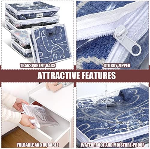 Hoolerry 6 Pcs Clear Plastic Clothes Storage Bags, 14.2 x 12 x 3.2 Inch - Image 3