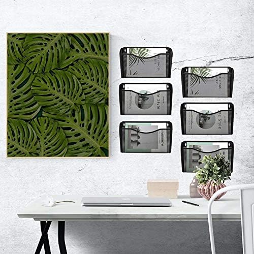 EASEPRES 6 Single Pocket Mesh Hanging File Organizer, Vertical Wall Mounted Magazine File Holder, Mount Basket Mail Paper Document Folder Organizing for Office, Home and School, Black - Image 6