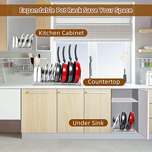 ROOHUA Pot and Pan Lid Organizer Rack for Under Cabinet, Grey - Image 6