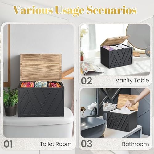 Jorkol 2 PCS White Tampon Holder for Bathroom Decor, Feminine Product Organizer with Lid, Shark Week Tampon Storage, Wood Pad and Tampon Organizer for Toilet Organizer, Bathroom Accessories Box - Image 5