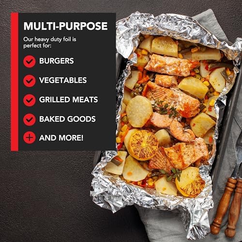 Stock Your Home Heavy Duty Aluminum Foil Roll, 1000 FT x 12 Inches Wide Non Stick Aluminum Foil Heavy Duty Rolls, Heavy Duty Foil with Easy Tear Dispenser, Premium Tinfoil Roll to Wrap & Store Food - Image 5