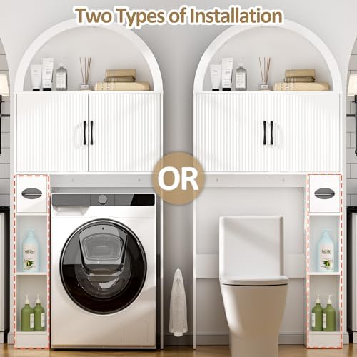 Spurgehom Over Toilet Storage Cabinet, Bathroom Arch Organizer, White - Image 6