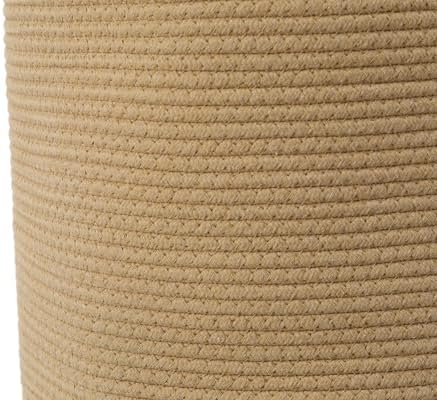 16"x20" Extra Large Cotton Rope Basket with Zipper Lid, Woven Laundry Hamper and Blanket Storage Basket, Round Clothes Bin for Living Room Bedroom, Beige - Image 4
