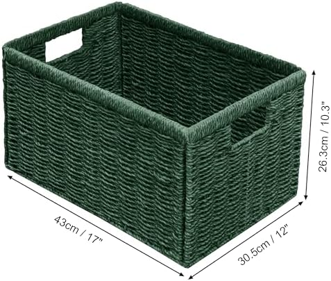 Vagusicc 2 Packs Large Wicker Storage Basket, Closet Storage Baskets Bins for Shelves, Decorative Collapsible Baskets for Organizing Clothes Toy Nursery Bathroom Organizers and Storage, Green - Image 2