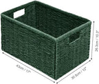 Vagusicc 2 Packs Large Wicker Storage Basket, Closet Storage Baskets Bins for Shelves, Decorative Collapsible Baskets for Organizing Clothes Toy Nursery Bathroom Organizers and Storage, Green - Image 2