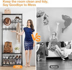 24" Black Hall Tree with Bench and Shoe Storage, Double Row Hooks Coat Rack Freestanding Organizer, Heavy Duty Coat Rack with Shoe Storage, Coat and Shoe Rack Entryway Mudroom Hallway - Image 3