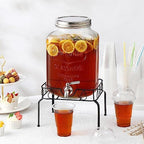 2 Gallon Glass Beverage Dispenser with Stand and Lid, 18/8 Stainless Steel Spigot - Glass Drink Dispensers for Parties - Mason Jar Drink Dispensers with Lids - Image 5