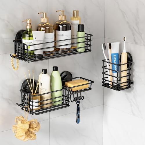 LEVERLOC Shower Caddy Suction Cup, Bathroom Organizer for Inside Shower by LEVERLOC