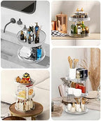 Acina 2-Tier Bathroom Countertop Organizer: 360° Clear Lazy Susan Rotating Storage Tray - Spinning Perfume Cosmetics Vanity Shelf for Bathroom Cabinet, Kitchen (Large) - Image 5