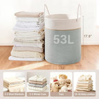 53L Tall Cotton Rope Laundry Basket with Handles, Sage Green - Image 2