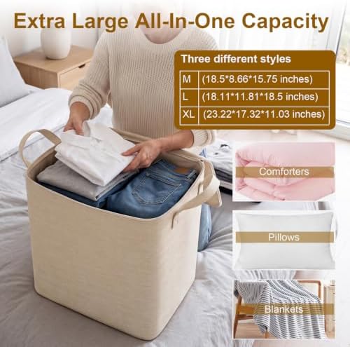 Higher Cotton and Linen Canvas Storage Bags with Reinforced Handles 2 Pack - Image 5