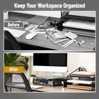 Mind Reader Monitor Stand, Ventilated Laptop Riser, Desktop Organizer, Storage, Metal Mesh, 13.25"L x 12.5"W x 3"H, Black - Image 5