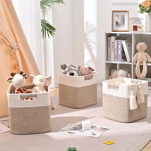 11 Inch Storage Cubes, 6 Pack Cube Storage Bins for Organizing, Cotton Rope Woven Baskets for Shelves, Bathroom, Kids Room, Closets, Baby Nursery - Image 3