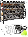SWOMMOLY Spice Rack Organizer with 32 Glass Spice Jars and 396 Spice Labels by SWOMMOLY