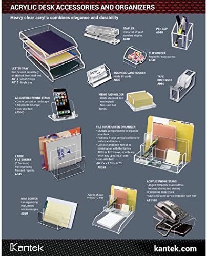Kantek Clear Acrylic Desk File, 3 Sections, Letter To Legal Size Files, 8" X 6.5" X 7.5", Clear - Image 4