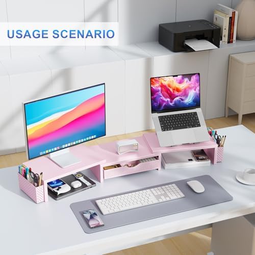 gianotter Dual Monitor Stand Riser With Drawer and 2 Pen Holders - Image 6