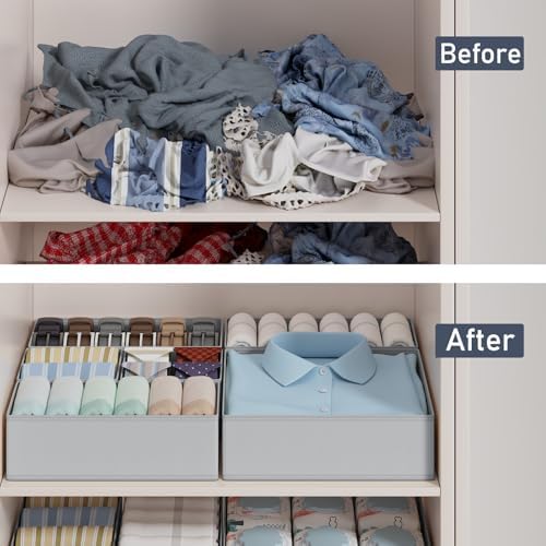DIMJ Drawer Organizer Clothes Storage - 18 Pack Baby Dresser Organizer for Nursery, Foldable Closet Drawer Organizer Bins for Bedroom Organization, Fabric Storage Dividers for Socks, Underwears, Bras - Image 6
