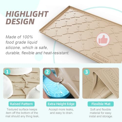 SIKADEER Waterproof Under Sink Mat 25" x 22" Silicone Mat Cabinet Protector - Image 4